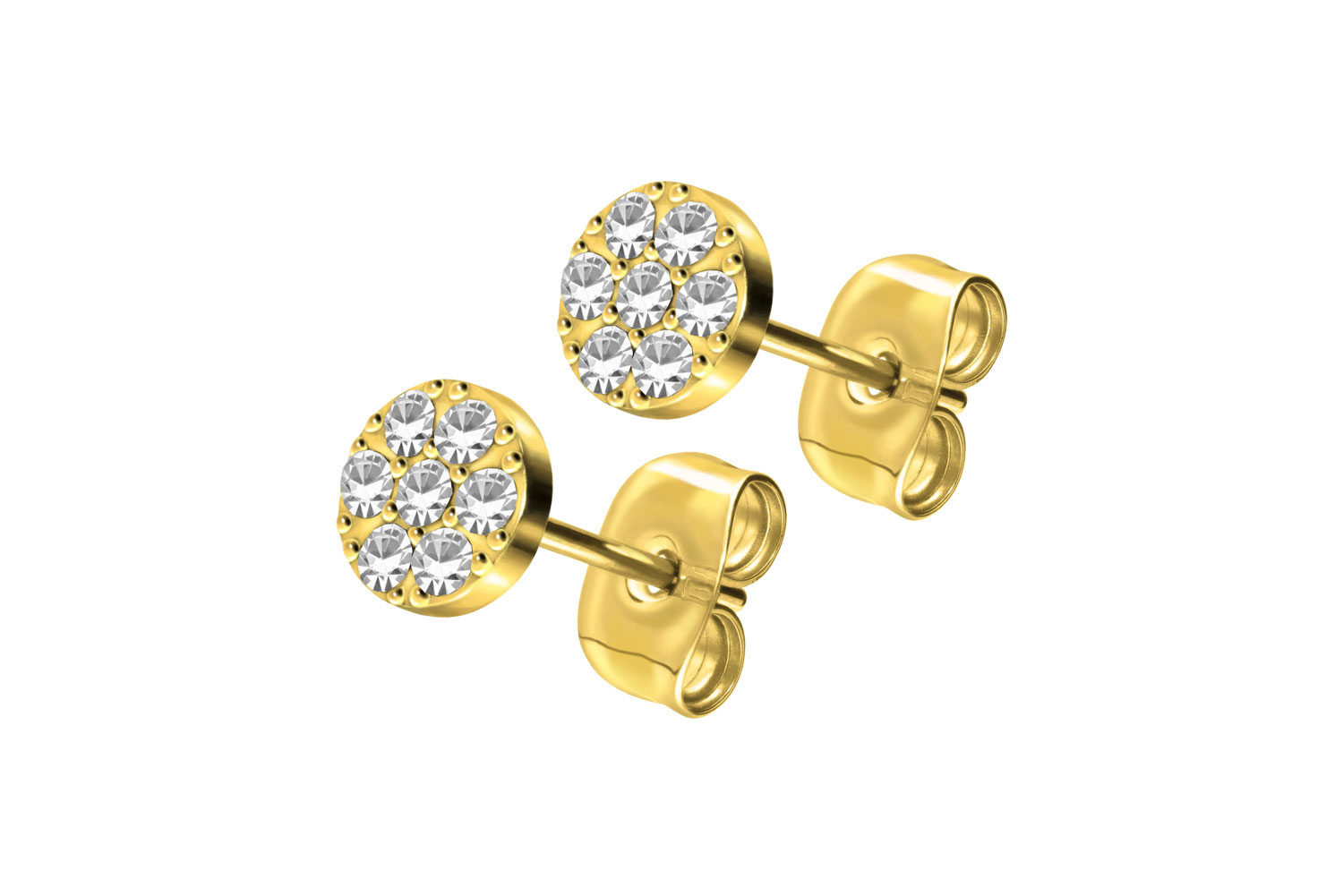 Titan Ohrstecker DISC + EINGEFASSTE KRISTALLE von Piercingline